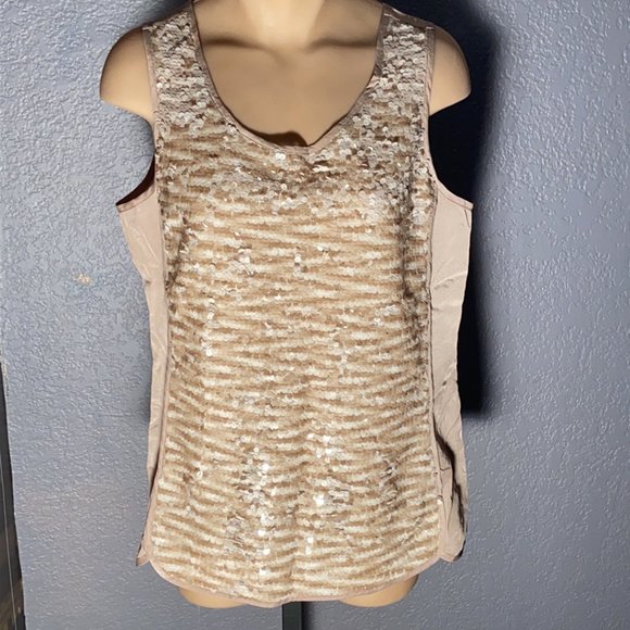 M - THE LIMITED - NWT - reversible sequin cream tank - Picture 2 of 16